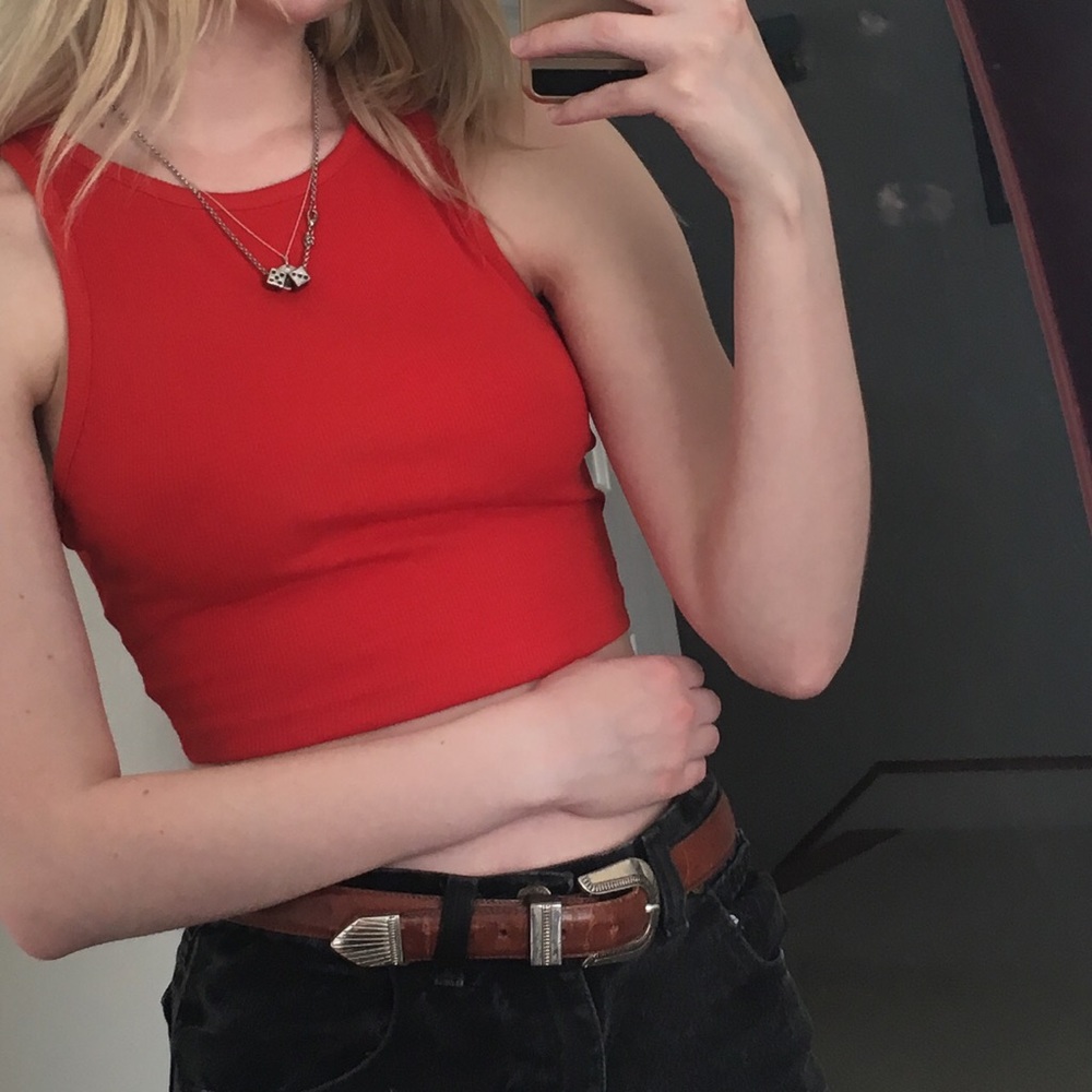 Red-orange tank top from Zara